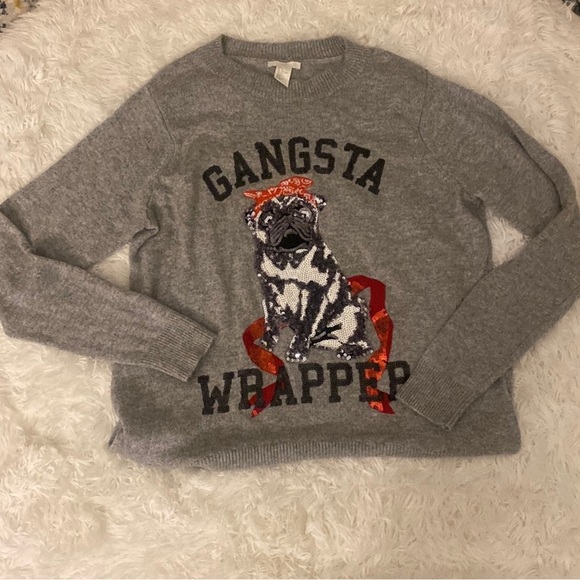 Gangsta wrapper sweater size large - sequins. F - Picture 1 of 3